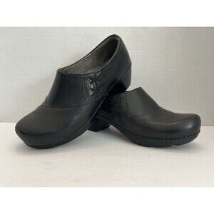 DANSKO Stacie Black Oiled Leather Clogs Slip On Work Shoes Size 41/US 10